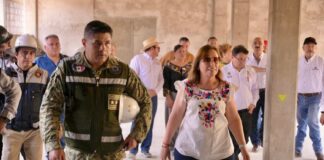 Supervisa Rocío Nahle cuartel de Guardia Nacional en Coyutla .