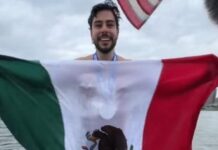 Mexicano rompe récord mundial con cruce inédito entre Cozumel y Cancún .