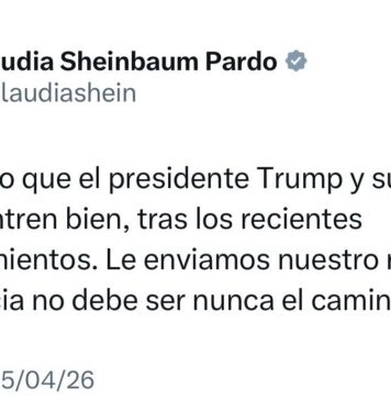Sheinbaum condena atentado contra Trump y reafirma rechazo a la violencia