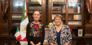 En Palacio Nacional, presidenta Sheinbaum recibe a Michelle Bachelet