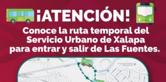 Xalapa: Por afectación en Las Fuentes, se habilita ruta alterna de transporte público.