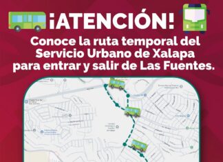 Xalapa: Por afectación en Las Fuentes, se habilita ruta alterna de transporte público.