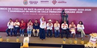Desde Playa Vicente, Rocío Nahle anuncia que Veracruz triplicó apoyo al maíz y alcanzó cobertura para 60 mil hectáreas