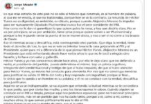 Meade acusa a Héctor Yunes de irse del PRI por ambición.