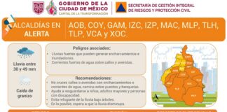 CDMX activa alerta naranja y alerta amarilla por lluvias fuertes y caída de granizo