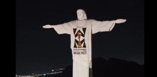 El Cristo Redentor se ilumina con el logo de la Copa Mundial Femenina de la FIFA 2027