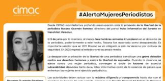 Alerta de CIMAC demanda localización con vida de la periodista Roxana Guzmán.