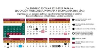 Da a conocer SEV Calendario Escolar 2026-2027; inicia el 31 de agosto
