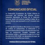 Federación de Ecuador desmiente versión sobre presuntas amenazas del crimen organizado