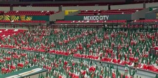 El Estadio Azteca alista postal histórica, pintando al coloso de verde, blanco y rojo