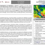 #AvisoEspecial por lluvias moderadas a muy fuertes del 11 al 14
