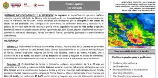 #AvisoEspecial por lluvias moderadas a muy fuertes del 11 al 14