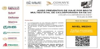 Gobierno de México emite Alerta sanitaria por brote de ciclosporiasis en EU