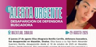 Exigen localizar con vida a Elisa Bonilla, madre buscadora desaparecida en Mazatlán Sinaloa