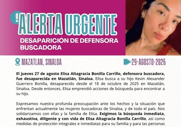 Exigen localizar con vida a Elisa Bonilla, madre buscadora desaparecida en Mazatlán Sinaloa