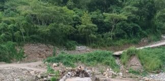 Advierten riesgo de incomunicación en la parte alta de Ilamatlán por falta de puentes.