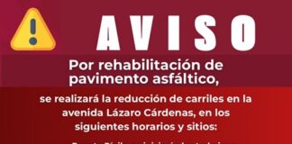AVISO XALAPA: Reducción de carriles
