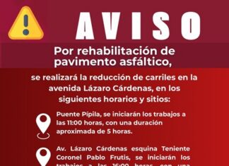 AVISO XALAPA: Reducción de carriles