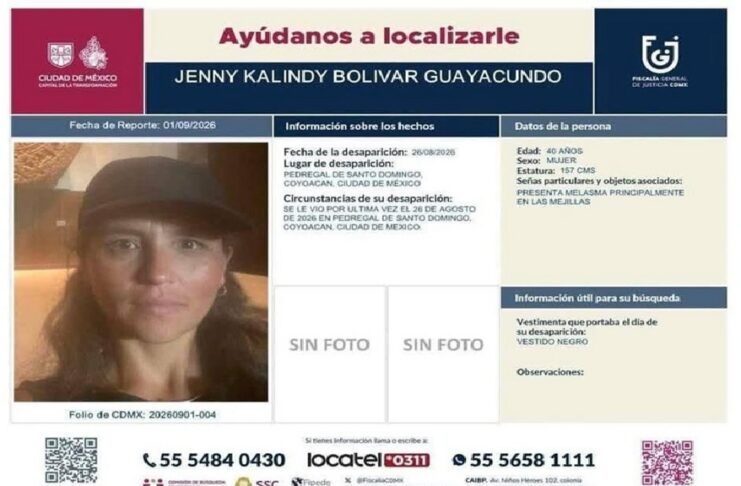 Fiscalía asegura inmueble en Coyoacán en caso de estudiante ecuatoriana desaparecida hace 12 días en CDMX