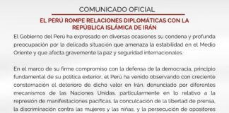 Perú rompe relaciones diplomáticas con Irán por llamado a la guerra y restricciones en Ormuz