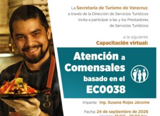 Ofrece Secretaría de Turismo capacitación virtual en atención a comensales
