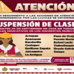 Gobierno de Veracruz suspende clases en 13 municipios ante las lluvias