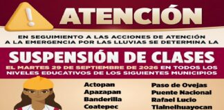 Gobierno de Veracruz suspende clases en 13 municipios ante las lluvias