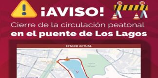 #Aviso: Se exhorta a tomar vías alternas por cierre de la circulación peatonal en el puente de Los Lagos