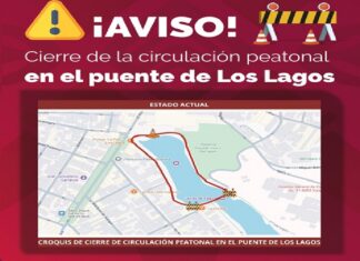 #Aviso: Se exhorta a tomar vías alternas por cierre de la circulación peatonal en el puente de Los Lagos