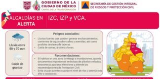 Activan #AlertaRoja en Ciudad de México por pronóstico de lluvias fuertes.