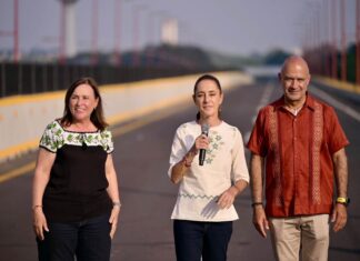 Presidenta Claudia Sheinbaum inaugura Puente Acceso al Puerto de Veracruz; es uno de los 400 puentes que se construirán en el sexenio