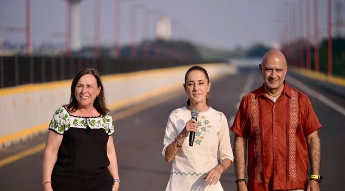 Presidenta Claudia Sheinbaum inaugura Puente Acceso al Puerto de Veracruz; es uno de los 400 puentes que se construirán en el sexenio