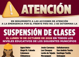 #Veracruz: Gobierno del Estado suspende clases en 28 municipios ante efectos del FF2