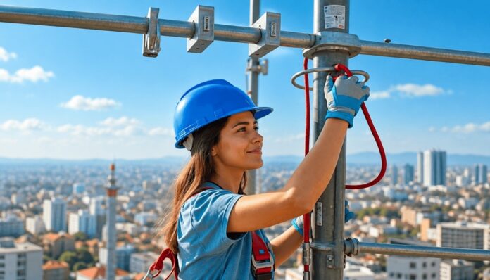 Ingeniera en telecomunicacion trabajando IBERO