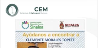 Iglesia católica pide colaboración ciudadana para localizar al sacerdote Clemente Morales Topete, desaparecido en Culiacán