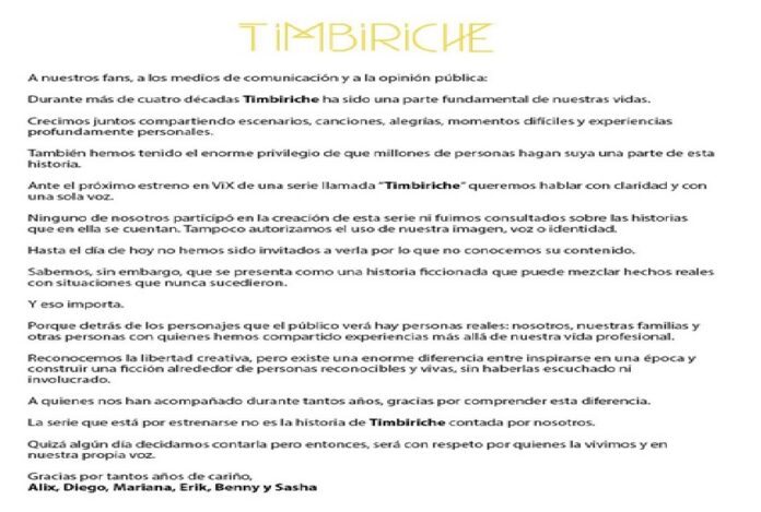 Timbiriche comunicado